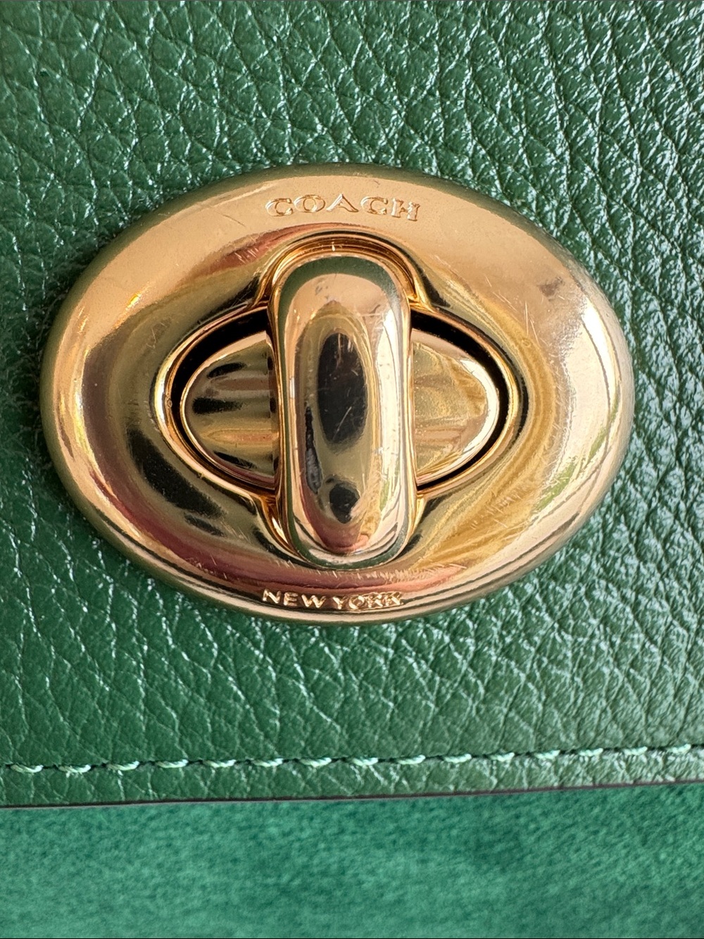 Coach Satchel Forest Green Pebbled Leather & Suede Marlie Top Handle Kelly - Picture 3 of 16